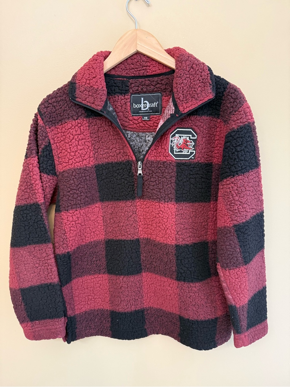 boxercraft Red and Black Buffalo Plaid Sherpa Quarter-Zip Pullover - Kids